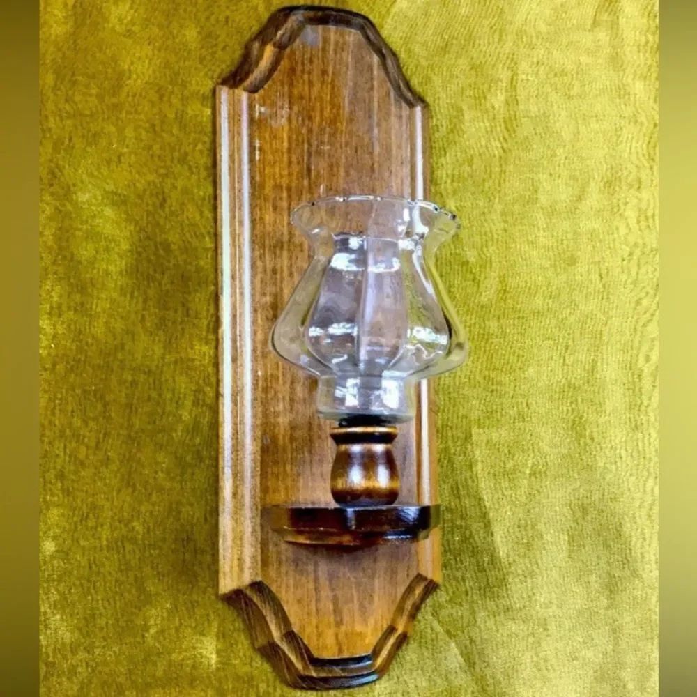 Wooden Wall Sconce with Glass Shade
